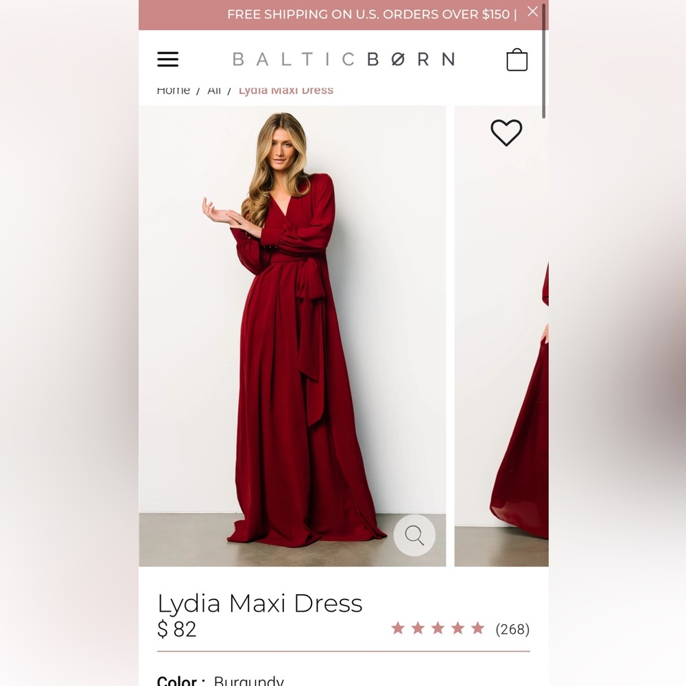 Baltic Born Burgundy Lydia Maxi Dress